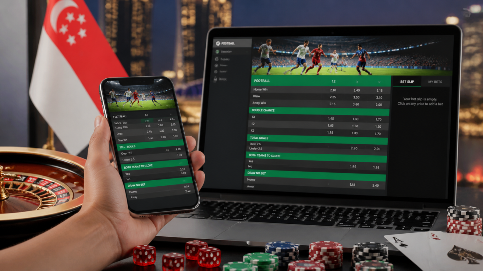 Sports betting app showing odds and match markets