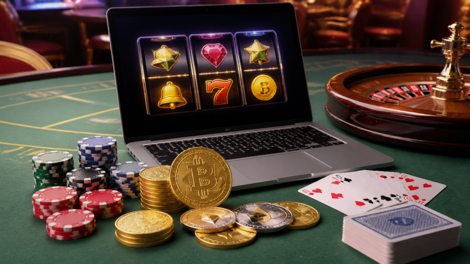 Crypto Casino: A Practical Guide for Modern Players Crypto casino gaming setup with digital coins and slot reels
