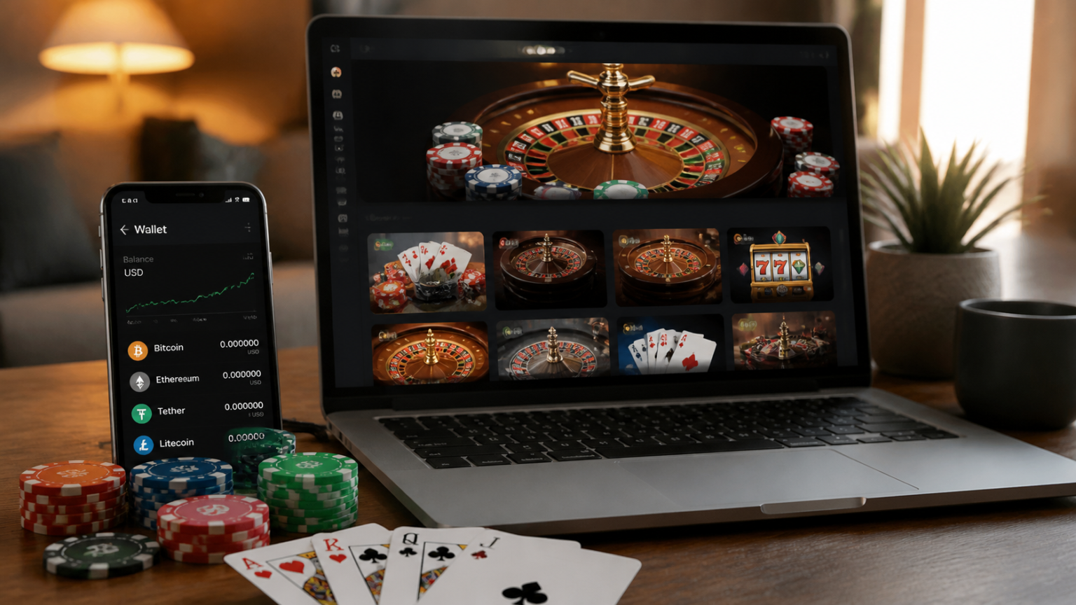 I Migliori Casino Senza Richiesta Documenti da Conoscere Laptop showing a crypto online casino with digital wallet and casino games